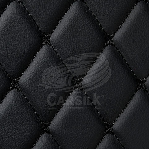 BLACK & BLACK STITCHING DIAMOND LUXURY TRUNK CAR MATS SET - Carsilks