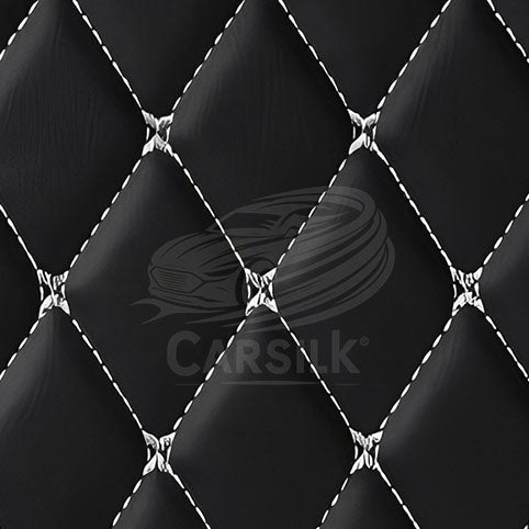 BLACK WHITE STITCHING 3D SERIES DIAMOND LUXURY TRUNK CAR MATS SET - Carsilks