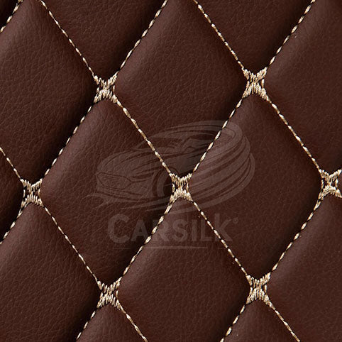 CHOCOLATE BROWN STITCHING DIAMOND LUXURY TRUNK CAR MATS SET - Carsilks