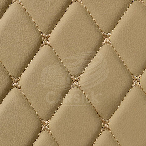 CREAM BEIGE STITCHING DIAMOND LUXURY TRUNK CAR MATS SET - Carsilks
