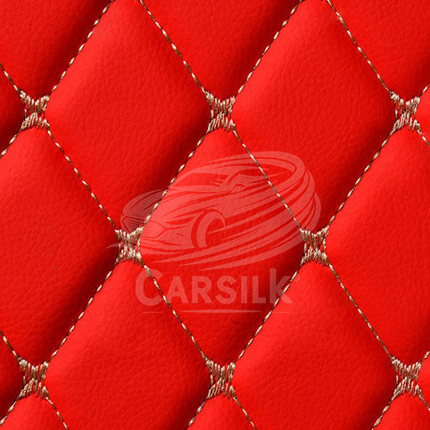 FERRARI RED STITCHING DIAMOND LUXURY TRUNK CAR MATS SET - Carsilks
