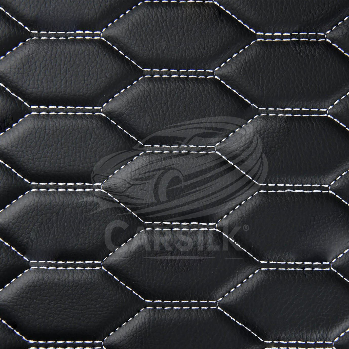 BLACK & WHITE STITCHING 3D SERIES HONEY COMB LUXURY TRUNK CAR MATS SET - Carsilks