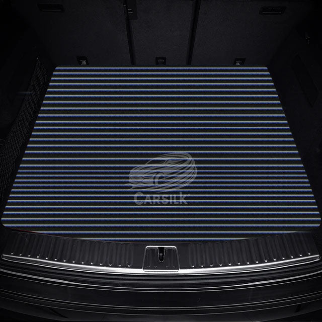 BLACK BLUE STITCHING STRIPE LUXURY TRUNK CAR MATS SET - Carsilks