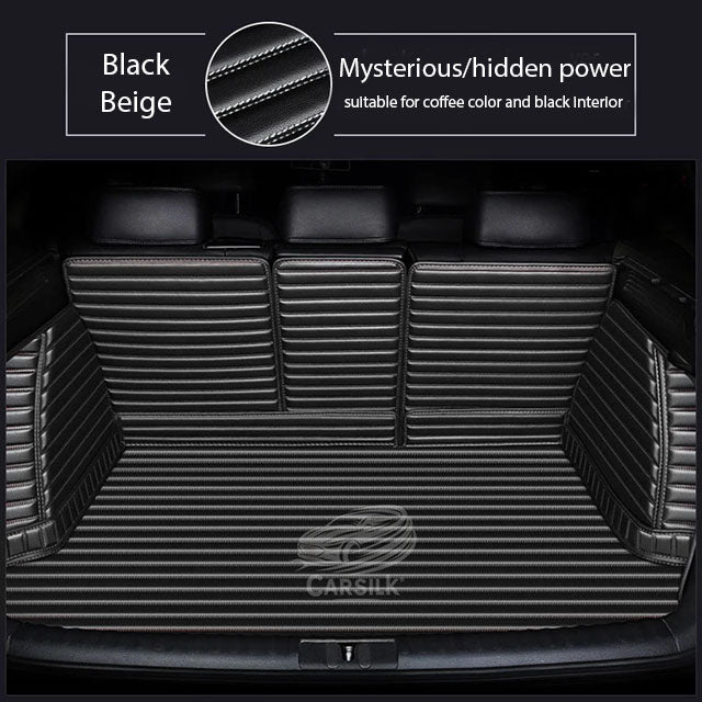 BLACK BEIGE STITCHING 3D SERIES STRIPE LUXURY TRUNK CAR MATS SET - Carsilks