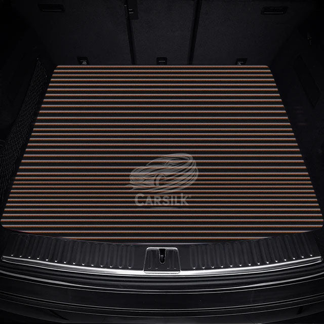 BLACK ORANGE STITCHING STRIPE LUXURY TRUNK CAR MATS SET - Carsilks