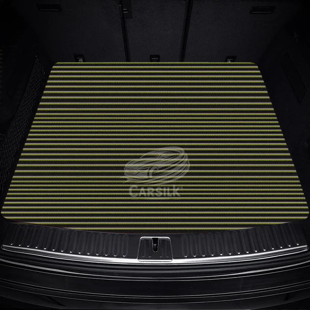 BLACK YELLOW STITCHING STRIPE LUXURY TRUNK CAR MATS SET - Carsilks