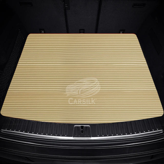 CREAM BEIGE STRIPE LUXURY BASE TRUNK CAR MATS SET - Carsilks