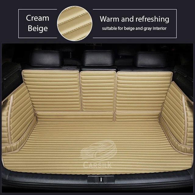 CREAM BEIGE 3D SERIES STRIPE LUXURY TRUNK CAR MATS SET - Carsilks