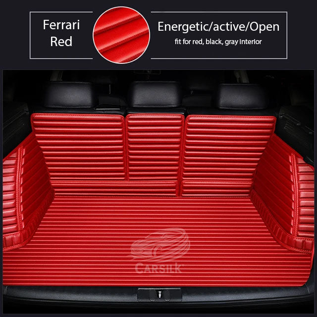 FERRARI RED 3D SERIES STRIPE LUXURY TRUNK CAR MATS SET - Carsilks