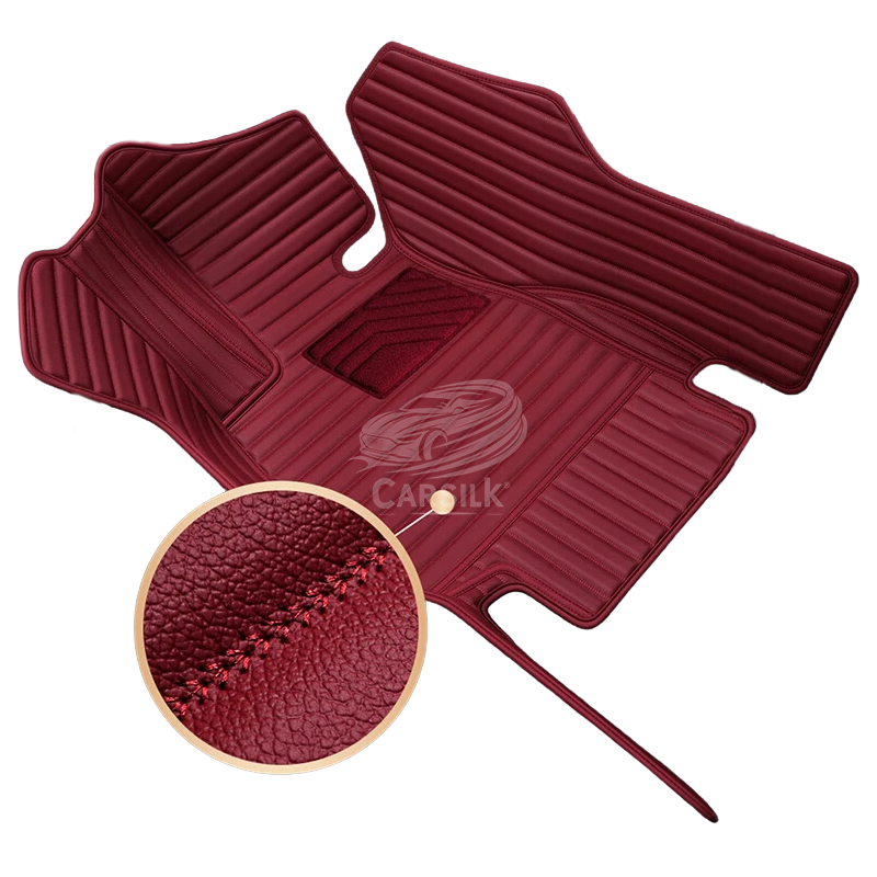 CHOCOLATE BROWN STRIPE BASE WITH BROWN TOP CARPET DOUBLE LAYER CAR MAT SET - Carsilks