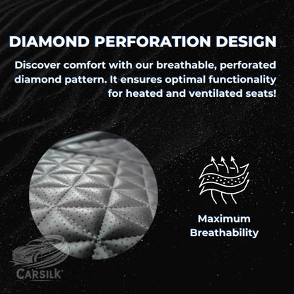Black & Grey Breathable Waterproof Diamond Pattern Leather Seat Cover for Cars - Carsilks 