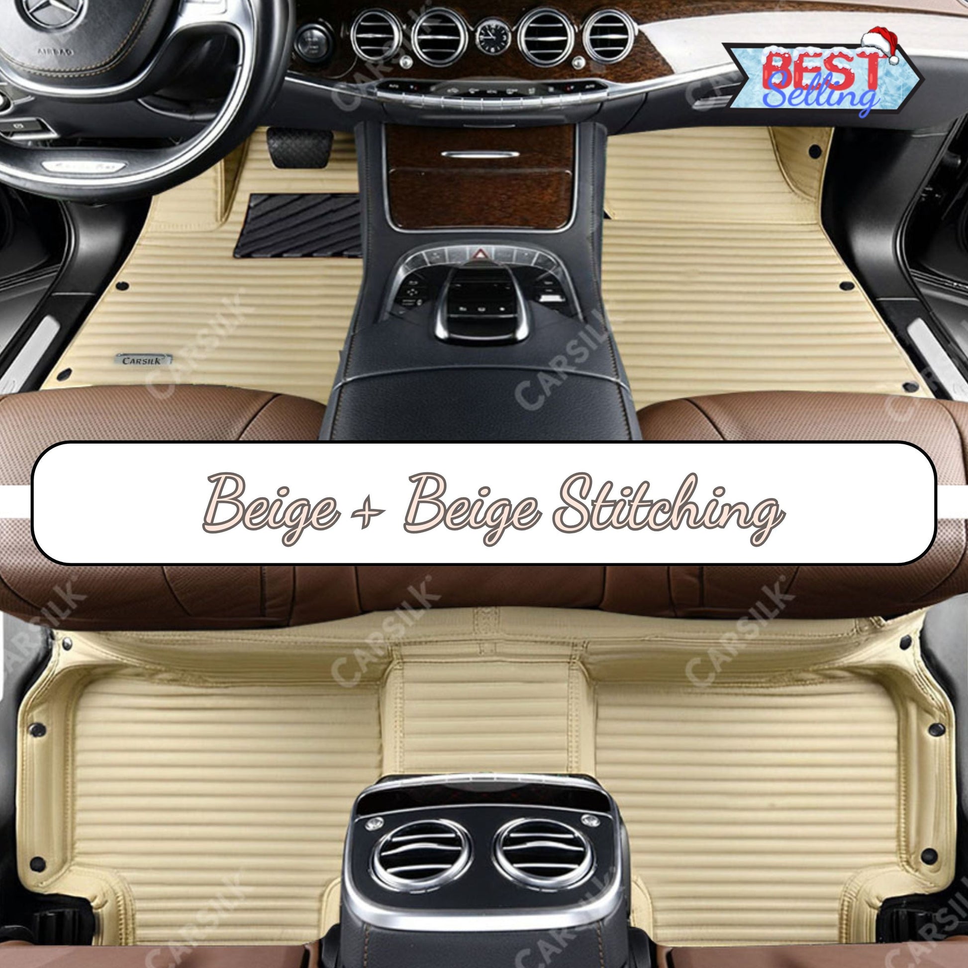 GALAXY CUSTOM SINGLE LAYER CAR MATS SET CREAM BEIGE - Carsilks 