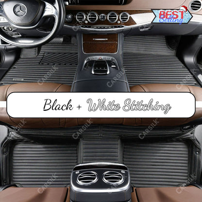 GALAXY CUSTOM SINGLE LAYER CAR MATS SET BLACK & WHITE - Carsilks 