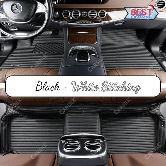 GALAXY CUSTOM SINGLE LAYER CAR MATS SET BLACK & WHITE - Carsilks 