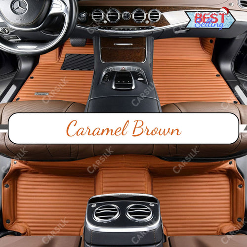 GALAXY CUSTOM SINGLE LAYER CAR MATS SET CARAMEL BROWN - Carsilks 