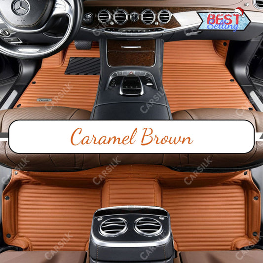GALAXY CUSTOM SINGLE LAYER CAR MATS SET CARAMEL BROWN - Carsilks 