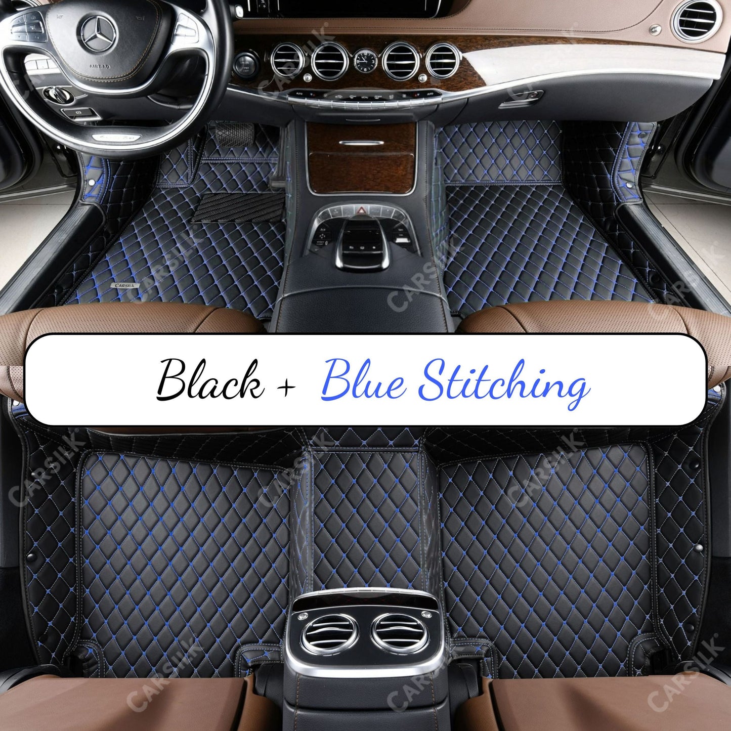 BLACK & BLUE DIAMOND LUXURY CAR FLOOR MATS - Carsilks 