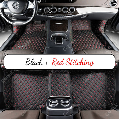 BLACK & RED DIAMOND PATTERN CAR MATS SET - Carsilks 