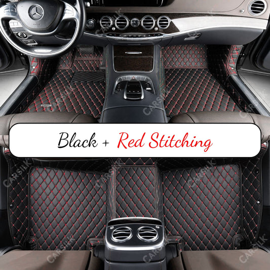 BLACK & RED DIAMOND PATTERN CAR MATS SET - Carsilks 