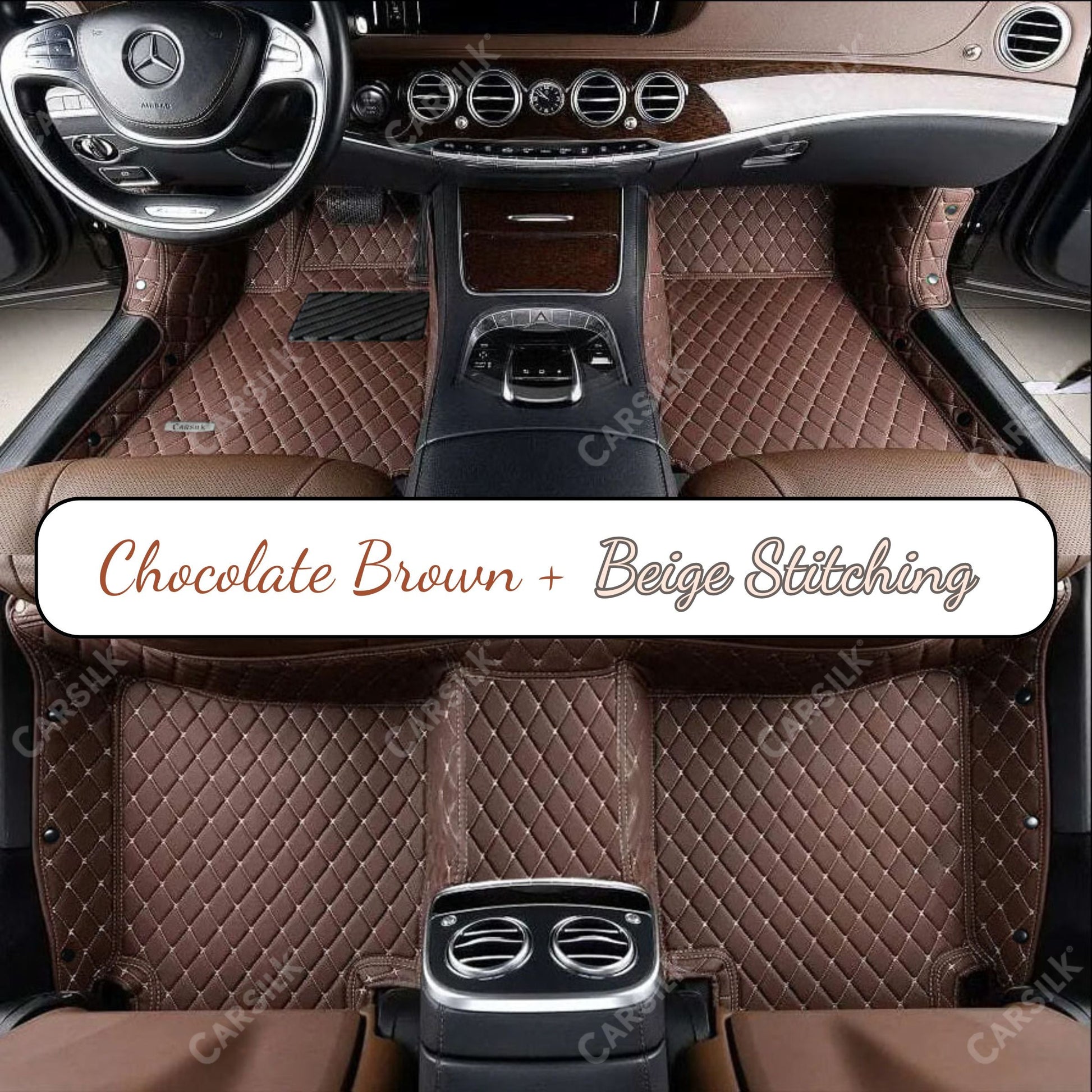 CHOCOLATE BROWN DIAMOND PATTERN CAR MATS SET - Carsilks 