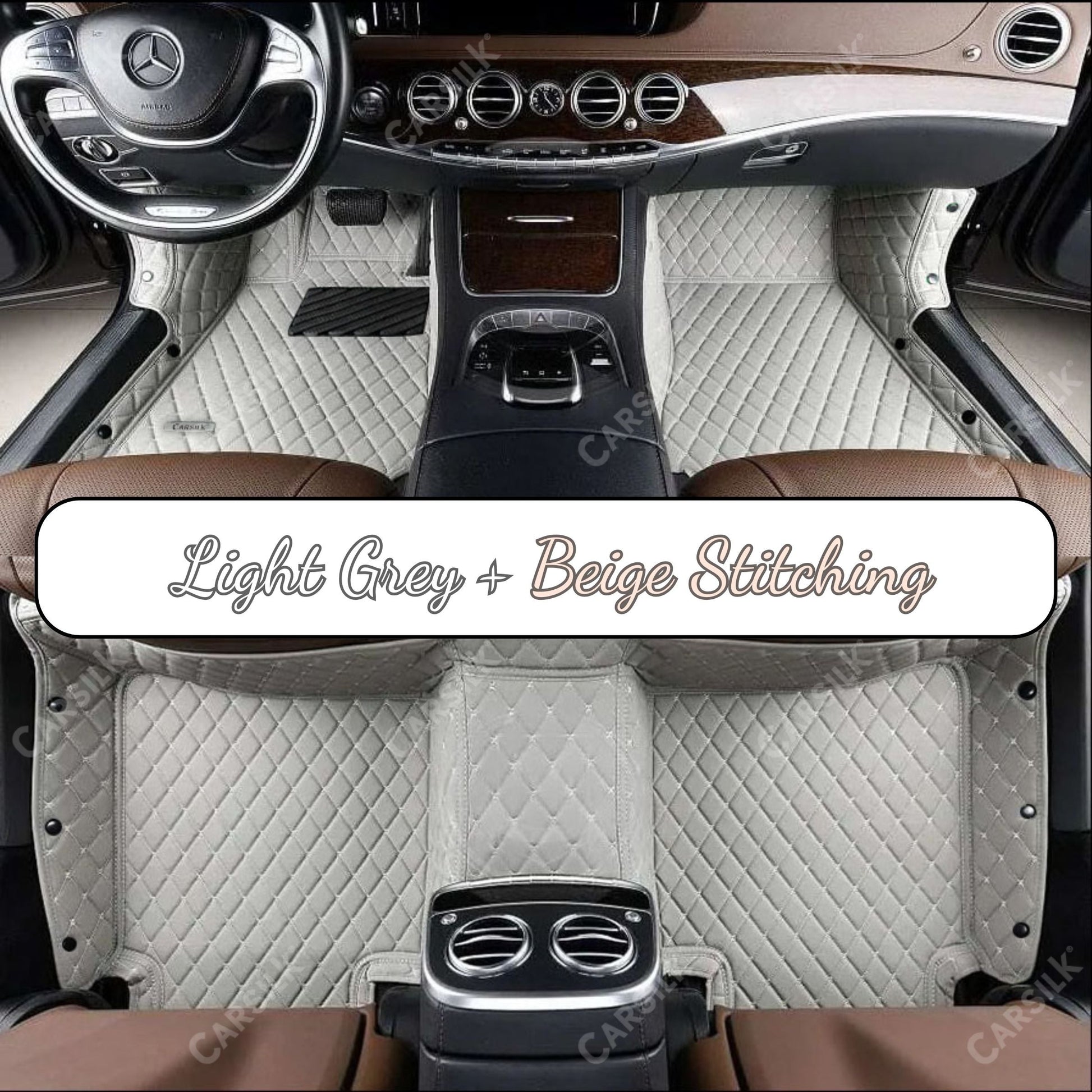 LIGHT GRAY DIAMOND LUXURY CAR FLOOR MATS - Carsilks 