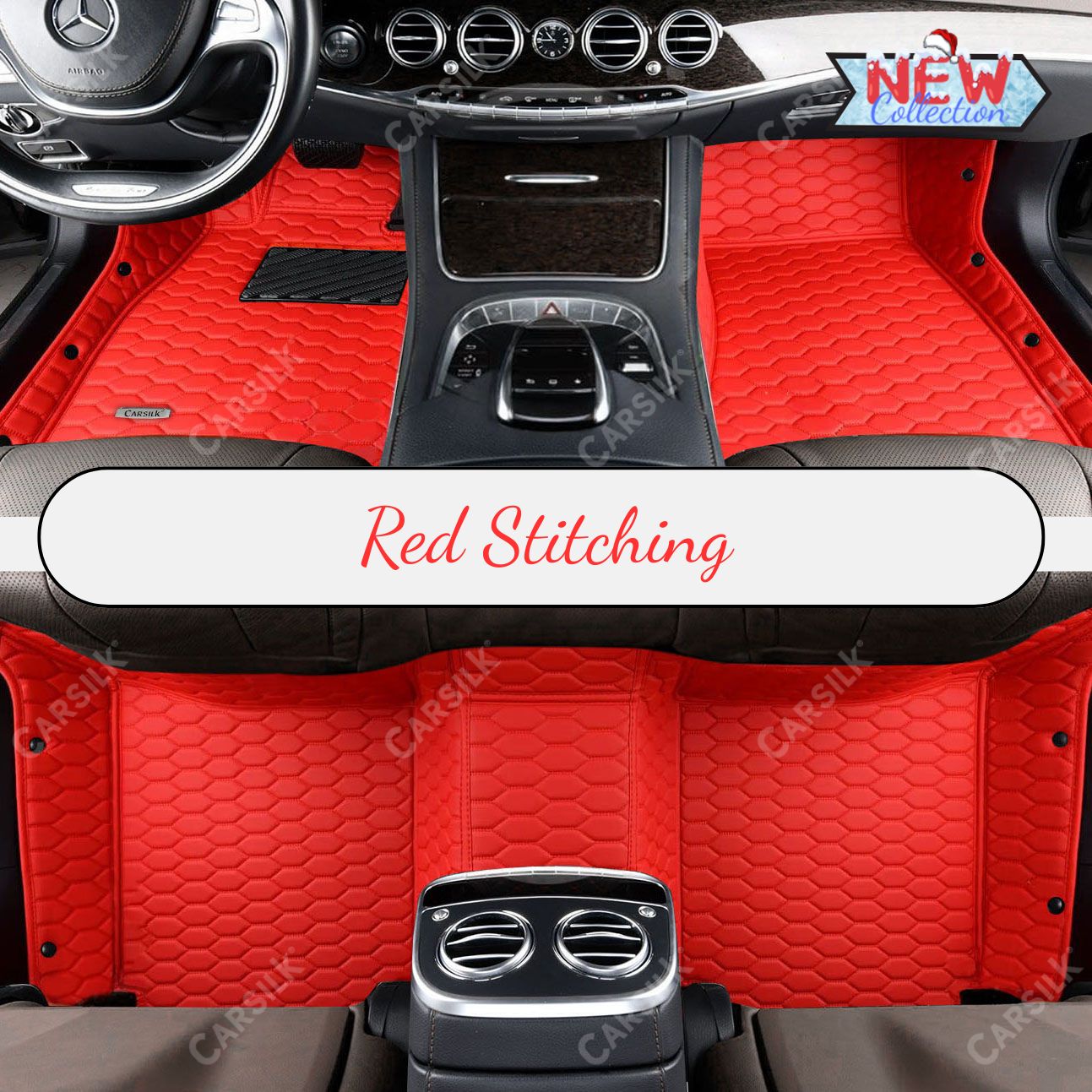 FERRARI RED HONEY COMB LUXURY CAR MATS SET - Carsilks 