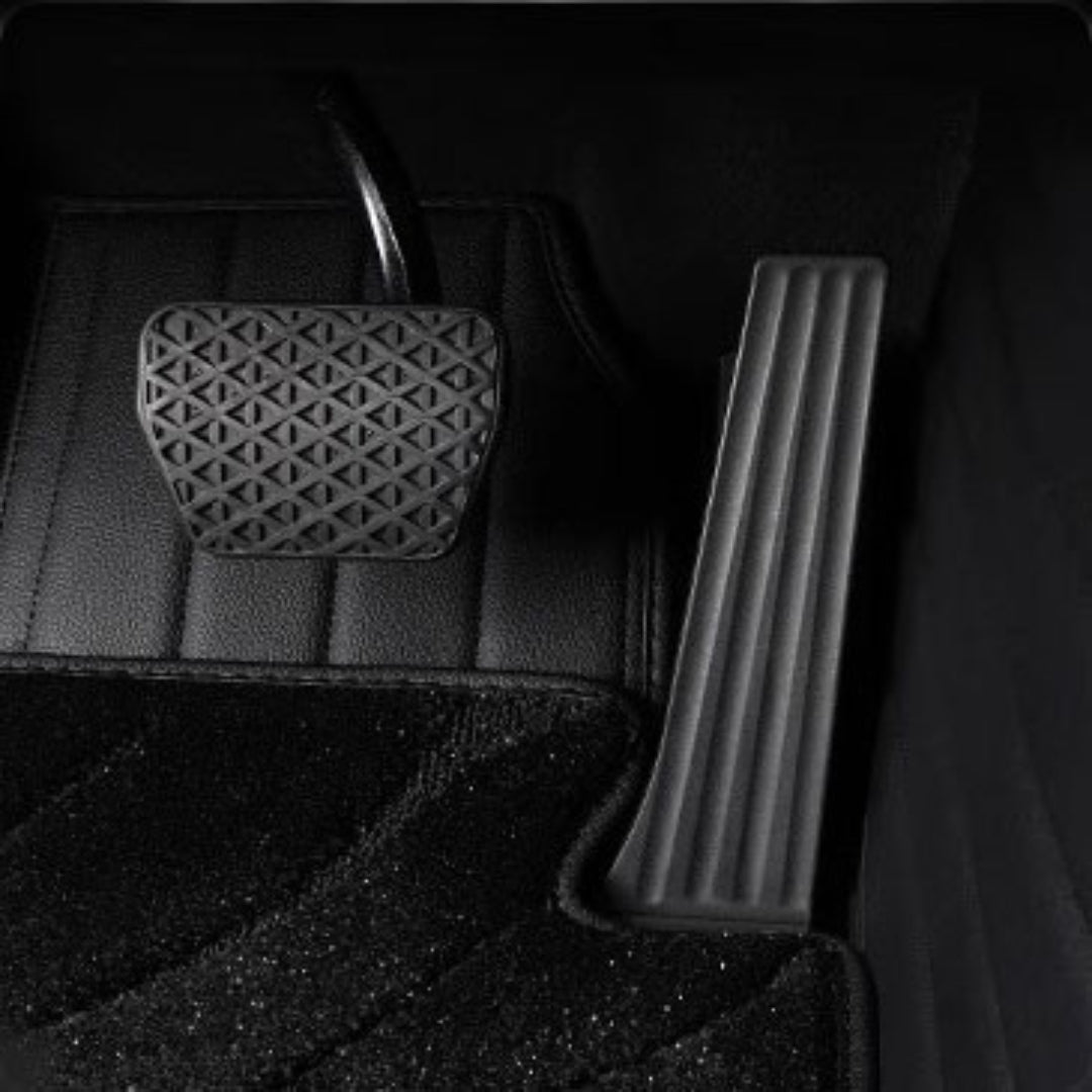 BLACK & BLACK STITCHING DIAMOND BASE WITH BLACK TOP CARPET DOUBLE LAYER GALAXY CAR MAT SET - Carsilks 