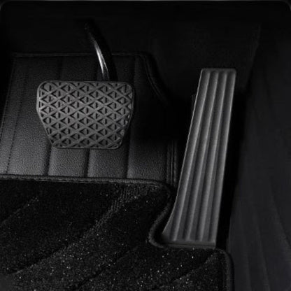 BLACK & BLACK STITCHING DIAMOND BASE WITH BLACK TOP CARPET DOUBLE LAYER GALAXY CAR MAT SET - Carsilks 