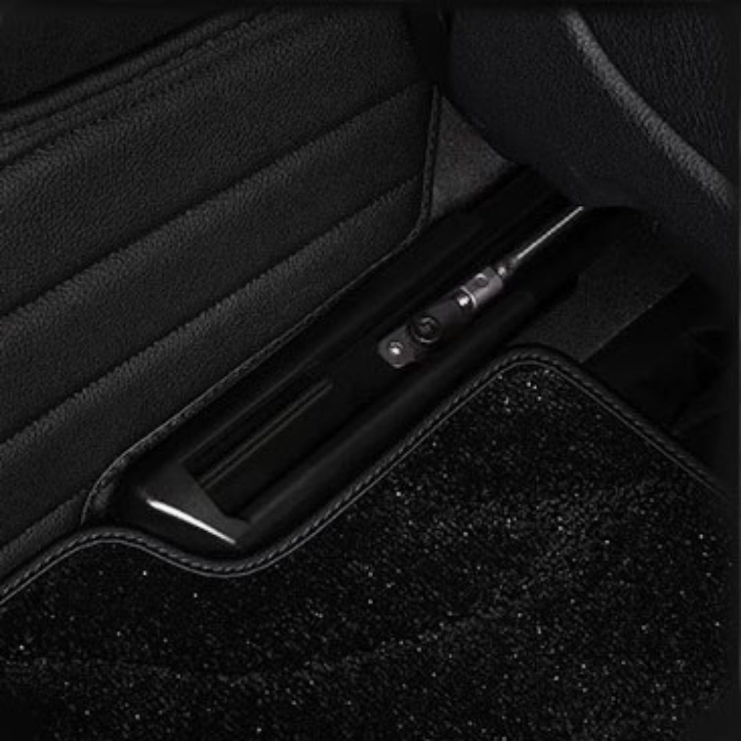 BLACK & BLACK STITCHING DIAMOND BASE WITH BLACK TOP CARPET DOUBLE LAYER GALAXY CAR MAT SET - Carsilks 