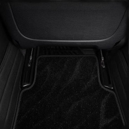 BLACK & BLACK STITCHING DIAMOND BASE WITH BLACK TOP CARPET DOUBLE LAYER GALAXY CAR MAT SET - Carsilks 