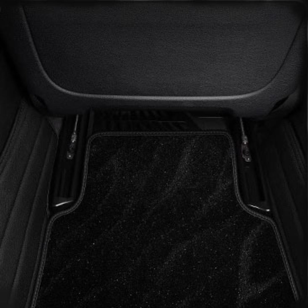 BLACK & BLACK STITCHING DIAMOND BASE WITH BLACK TOP CARPET DOUBLE LAYER GALAXY CAR MAT SET - Carsilks 