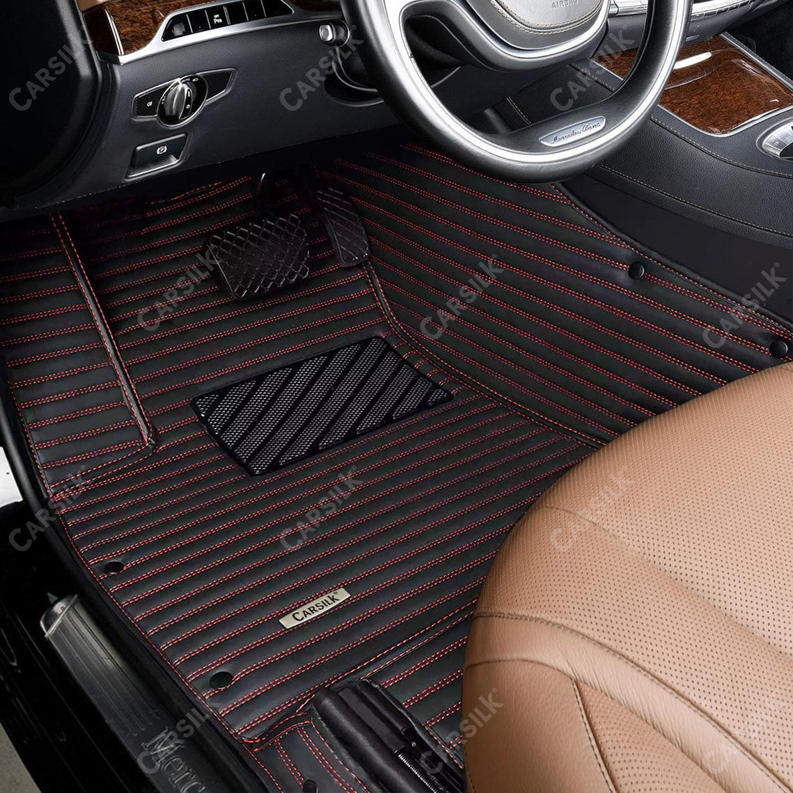 GALAXY CUSTOM SINGLE LAYER CAR MATS SET BLACK & RED - Carsilks 