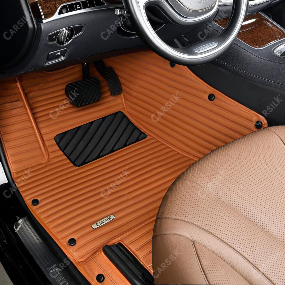 GALAXY CUSTOM SINGLE LAYER CAR MATS SET CARAMEL BROWN - Carsilks 
