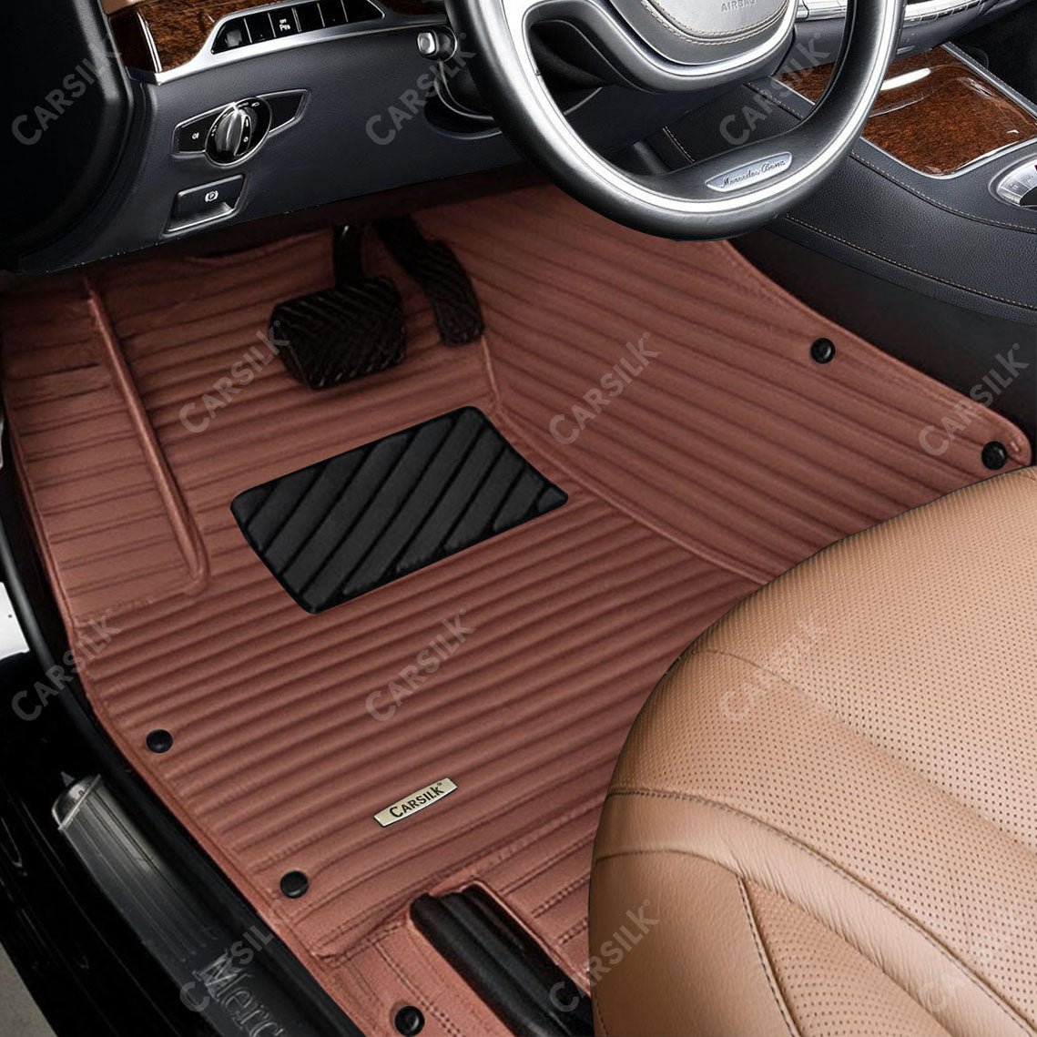 GALAXY CUSTOM SINGLE LAYER CAR MATS SET CHOCOLATE BROWN - Carsilks 