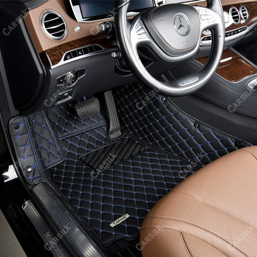BLACK & BLUE DIAMOND LUXURY CAR FLOOR MATS - Carsilks 