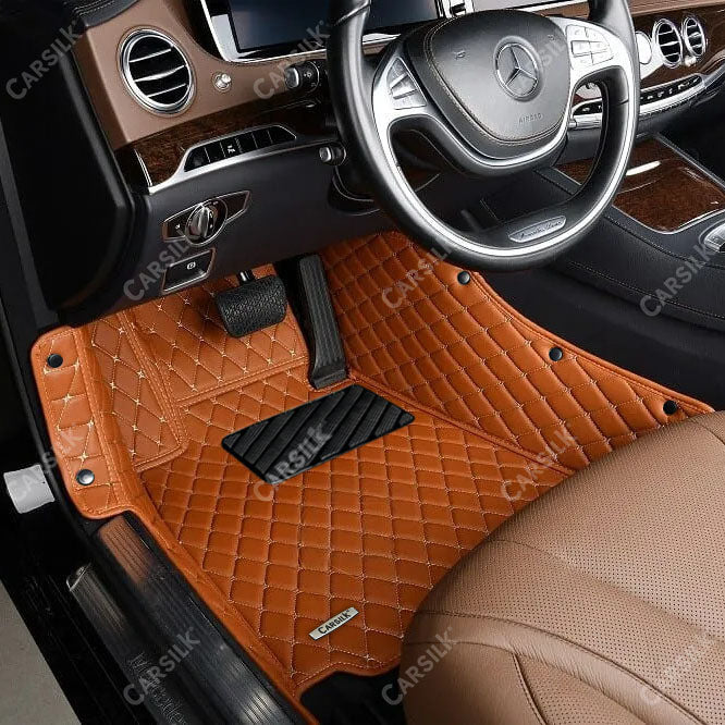 CARAMEL BROWN DIAMOND PATTERN CAR MATS SET - Carsilks 