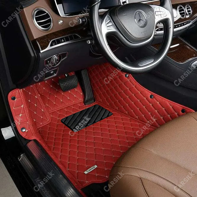 CHERRY RED DIAMOND PATTERN CAR MATS SET - Carsilks 