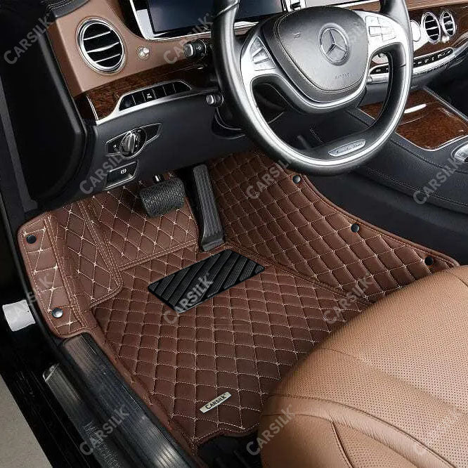 CHOCOLATE BROWN DIAMOND PATTERN CAR MATS SET - Carsilks 