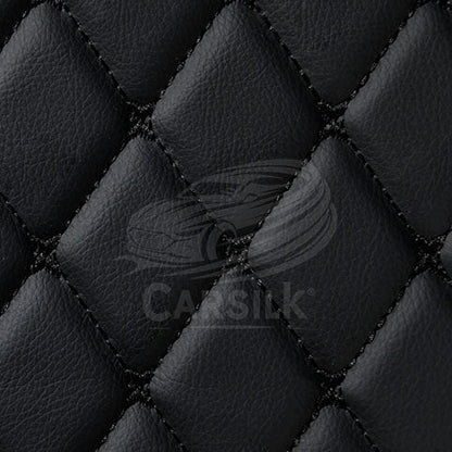 BLACK & BLACK STITCHING DIAMOND LUXURY TRUNK CAR MATS SET - Carsilks 