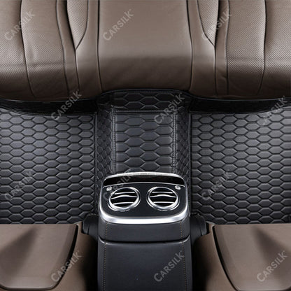 BLACK & BLACK STITCHING HONEY COMB LUXURY CAR MATS SET - Carsilks 