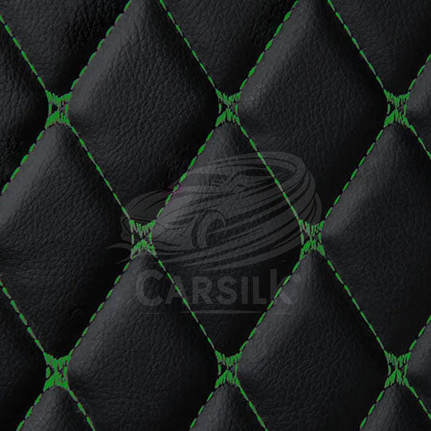 BLACK & GREEN STITCHING DIAMOND LUXURY TRUNK CAR MATS SET - Carsilks 