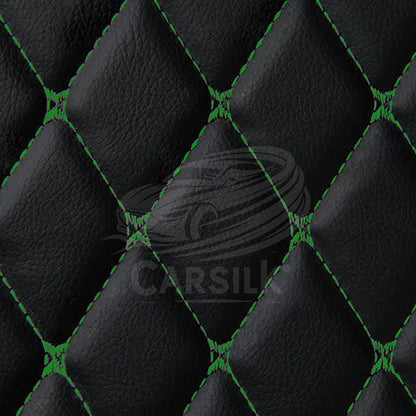 BLACK & GREEN STITCHING DIAMOND LUXURY TRUNK CAR MATS SET - Carsilks 