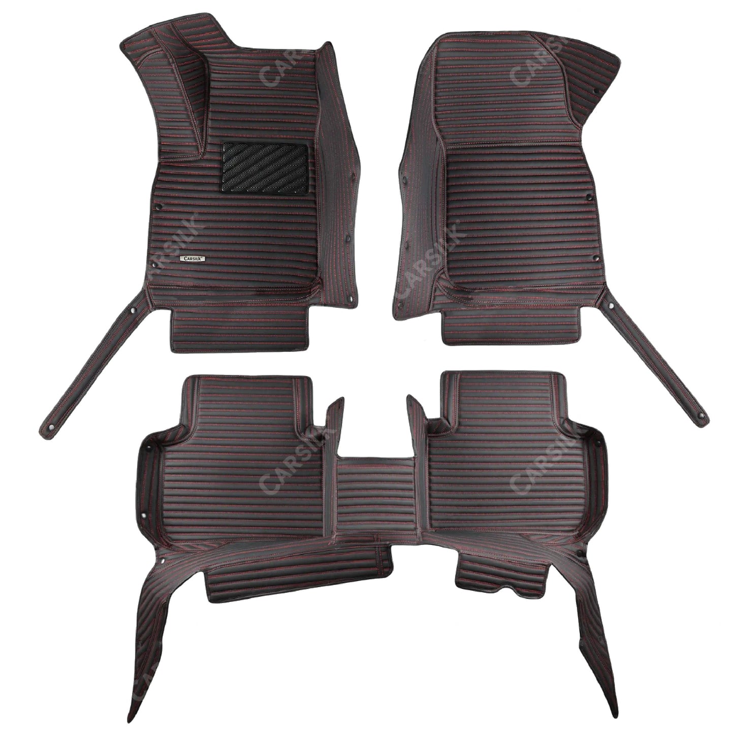 GALAXY CUSTOM SINGLE LAYER CAR MATS SET BLACK & RED - Carsilks 