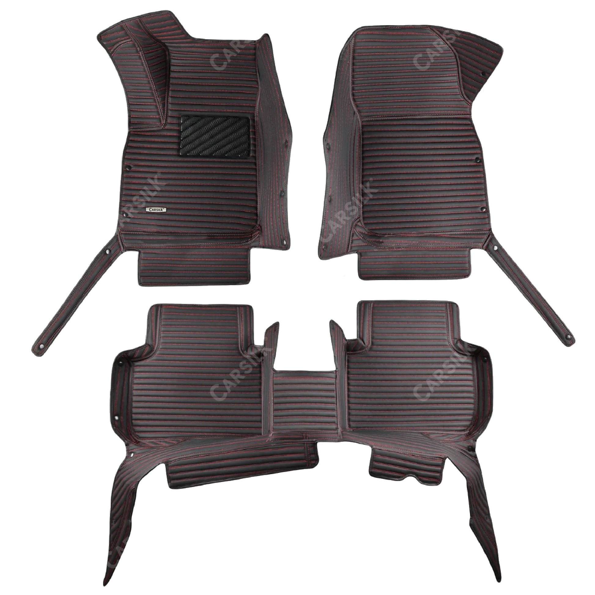 GALAXY CUSTOM SINGLE LAYER CAR MATS SET BLACK & RED - Carsilks 