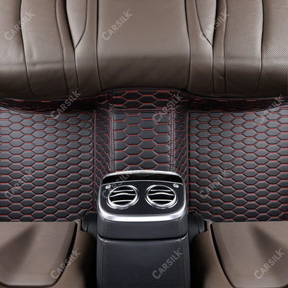 BLACK & RED STITCHING HONEY COMB LUXURY CAR MATS SET - Carsilks 