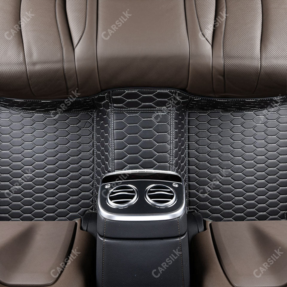 BLACK & WHITE STITCHING HONEY COMB LUXURY CAR MATS SET - Carsilks 