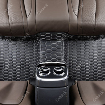 BLACK & WHITE STITCHING HONEY COMB LUXURY CAR MATS SET - Carsilks 
