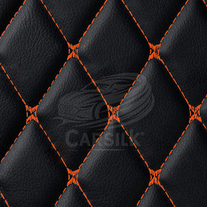 BLACK & ORANGE DIAMOND PATTERN CAR MATS SET - Carsilks 