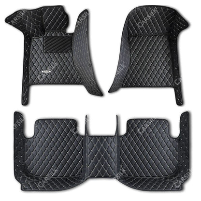 BLACK & BEIGE STITCHING DIAMOND LUXURY CAR FLOOR MATS - Carsilks 