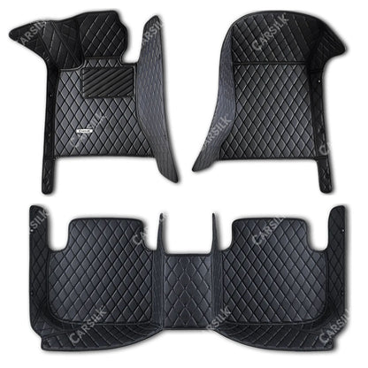 BLACK & BLACK STITCHING DIAMOND LUXURY CAR FLOOR MATS - Carsilks 